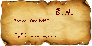 Borai Anikó névjegykártya